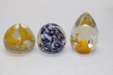 Trio of Art Glass Paperweights