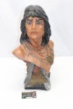 Antique Hiawatha Chalkware Cigar Store Indian Head