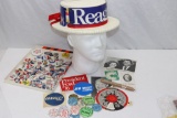 Vintage Political Hat, Buttons & Papergoods