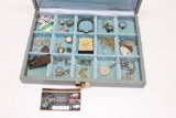 Vintage Box with Costume Jewelry & Smalls