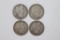 (4) 1909 Barber Silver Half Dollars