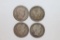 (4) 1909-S Barber Silver Half Dollars