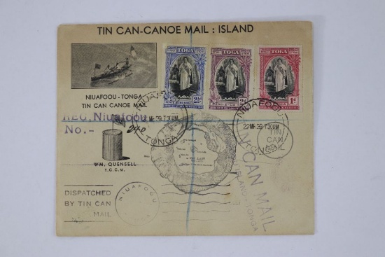 Rare Tin Can-Canoe Mail: Island Envelope