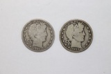 (2) 1906 Barber Silver Half Dollars