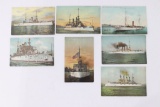 Lot of (7) Antique U.S. Battleship Postcards
