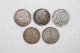 (5) Nazi Silver 5 Mark Coins