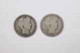 (2) 1900 Barber Silver Half Dollars