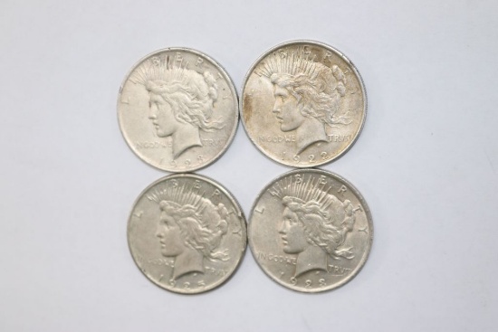 Lot (4) Silver US Peace Dollars