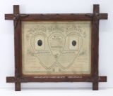 1867 Framed Photograph Marriage Cert.