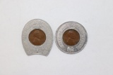 (2) 1940's Penny Good Luck Tokens
