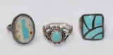 Lot of (3) Sterling Silver Rings