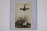1930's Nazi Plane Attacking Tanks Postcard