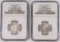 2008-S NGC Silver Quarters: Indiana & Mississippi