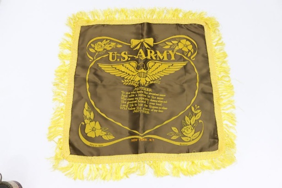 WWII Silk Pillow Case, dated 1943