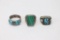 Group of (3) Silver & Turquoise Rings