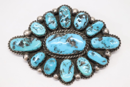 Navajo Silver & Turquoise Broach
