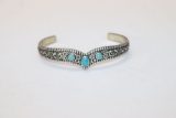 Native American Silver & Turquoise Cuff