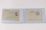 (2) WWI German Feldpost Letters
