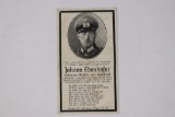 Nazi Army Officer Funeral Card