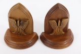 Vintage AAF Army Air Force Solid Walnut Book Ends