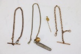 Vintage Watch Fob Chains, Hampden stick pin, etc.