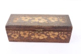 Victorian Pyrography Wooden Glove Box