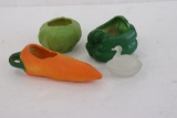 Vintage Vegetables & Frosted Glass Salt Cellar