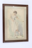 Antique Watercolor Painting of Dancer
