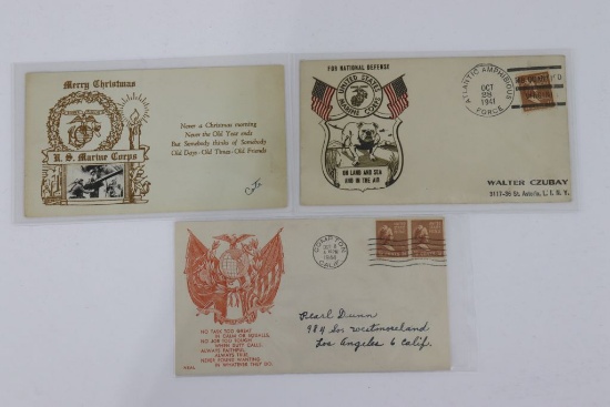 (3) WWII USMC Patriotic Postal Covers