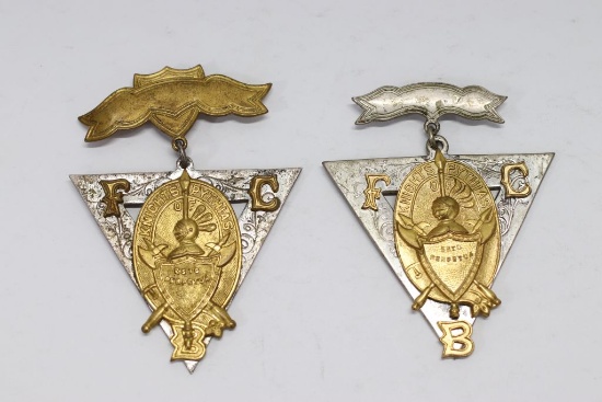 (2) Late 1880's Knights of Pythias Badges