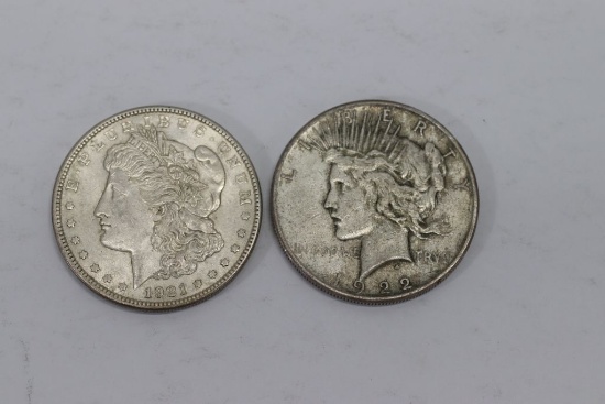 (2) US Silver Dollars - Peace/Morgan Types