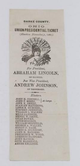 Civil War 1864 Lincoln Presidential Ballot