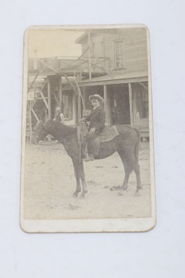Antique CdV Photo Western Boy on Horse