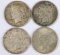 (4) Common Date Peace Silver Dollars
