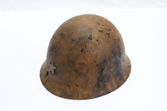 WWII Japanese Helmet Shell with Battle Damage