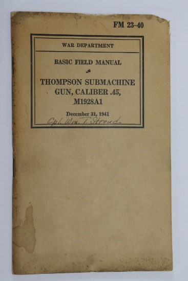 WWII Thompson Submachine Gun Field Manual