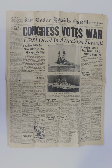 WWII Pearl Harbor Attack Newspaper