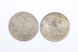 Pair of Vintage Silver Dollars: 1921 Morgan/1922 Peace