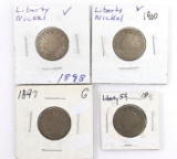 (4) Liberty Nickels: 1896, 1897, 1898, 1900