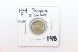 1944-D Philippine 10 Centavo Silver Dime