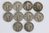 (10) 1920's Standing Liberty Quarters - circulated