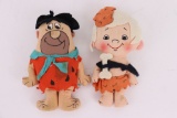 1970's Fred Flinstone & Bam Bam Mini Rag dolls