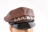 1940's Br. Leather Harley Captain Hat/Cap