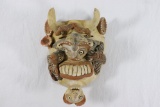 Vintage Mexican Clay Folk Art Mask