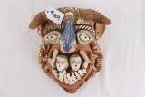 Vintage Mexican Clay Folk Art Mask