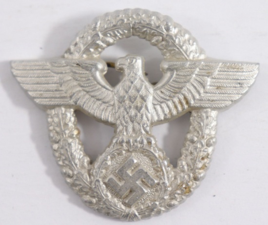 WWII Nazi Metal Police Hat Badge