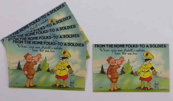 (2) WWII Anti-Hitler Propaganda Postcards