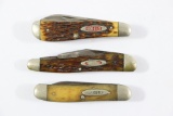(3) Vintage Roberson POCKETEZE two Blade Stag