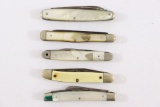 (5) Mother-of-Pearl Whittlers & Jack Knives