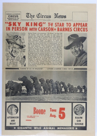 1950's 'Sky King'/Barnes Circus Newspaper